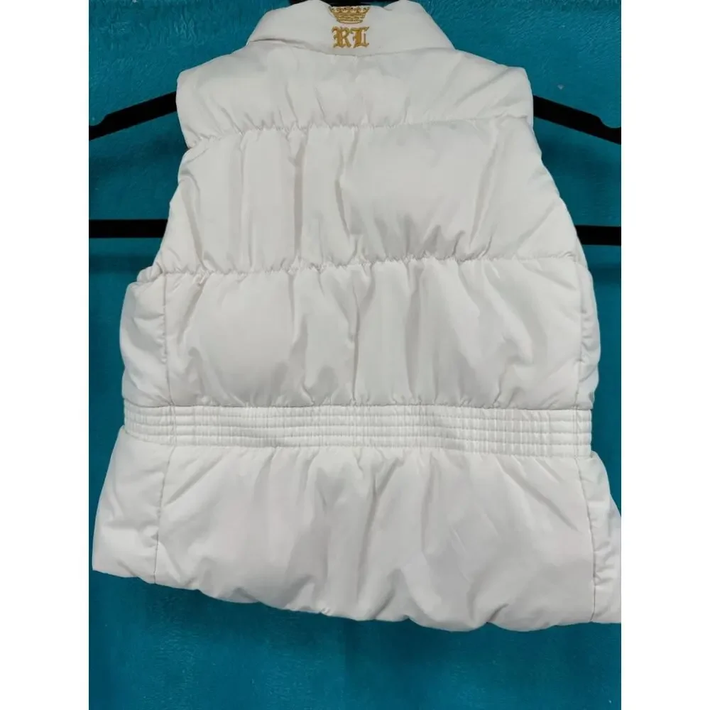 Ralph Lauren Baby Girl Reversible Puffer Vest 18M White Pink Down Filled Polo
